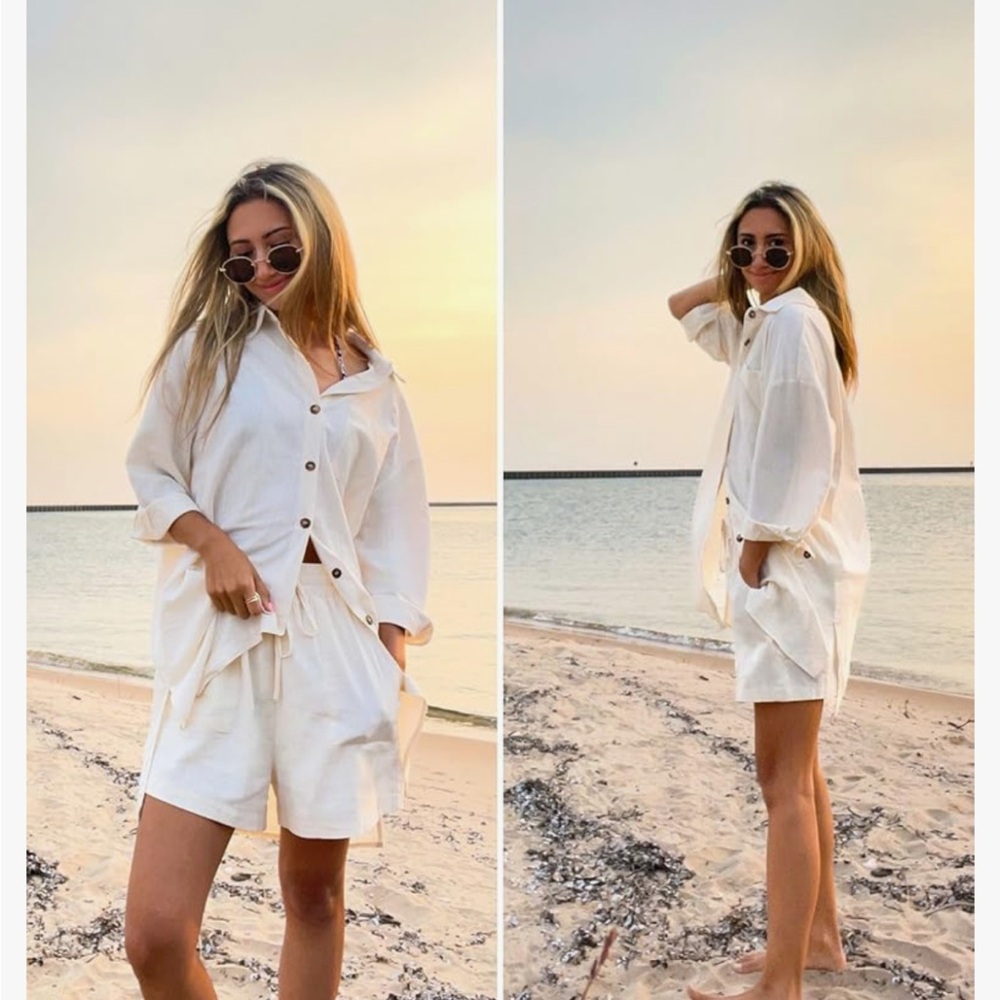 White Bermuda Shorts Lightweight Casual